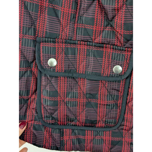 CROFT BARROW Women's Quilted Vest 1X Plus Red Plaid Full Zip Pockets Adjustable - Picture 5 of 10